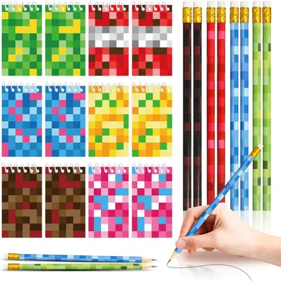 Productafbeelding van Potloodset 22 stuks, 12 HB potloden, 10 mini notebooks, voor kinderen, school