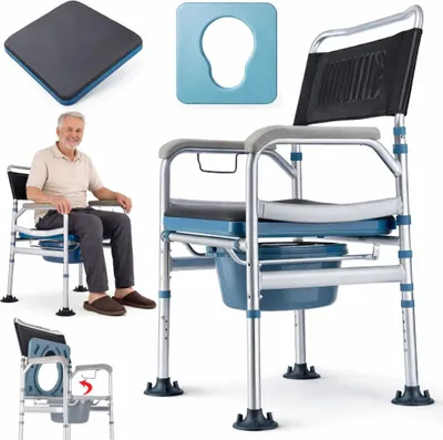 Produktbild von Multifunktionaler 4-in-1-Toilettensitz von Linomag®, geeignet für raumhohe Toiletten, mit herausnehmbarem Aufsatz, rutschfesten Saugfüßen, auch als Duschsitz, Relaxsessel oder Toilettensitz verwendbar, wasserdicht, schwarz