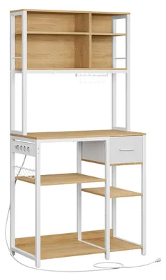 Produktbild von Küchenregal – Lagerregal – Holzspanplatte und Stahl – 40 x 80 x 180,4 cm – Goldeiche/Weiß