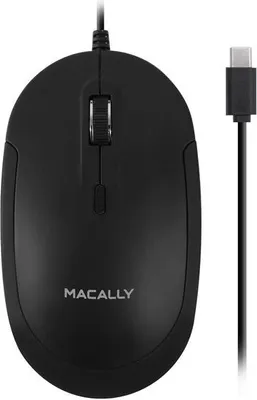 Image de Macally Ucdynamouse-B, souris silencieuse USB-C 3 boutons, molette de défilement optique, câble noir