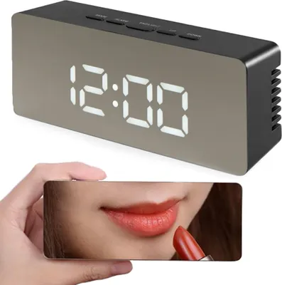 Obrázek produktu pro Verk 01457_CZ Budík teploměr zrcadlo vedl alarm datum 4v1