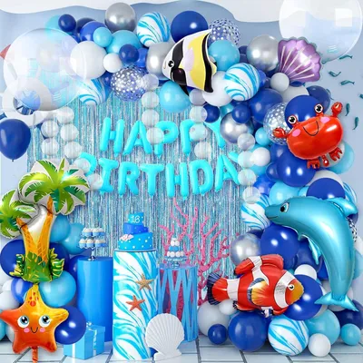 Immagine prodotto di Mondo sottomarino - Decorazioni per feste di compleanno - Mare - Decorazioni per feste a tema marino, ideali per bambine