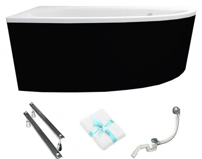 Obrázok produktu pre Aqua For You | Vaňa Besco – 150 x 100 cm – asymetrický tvar – s obložením – so sifónom – s nožičkami – antibakteriálna povrchová úprava