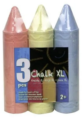 Image de 3 craies de trottoir geantes xl bleu jaune rouge