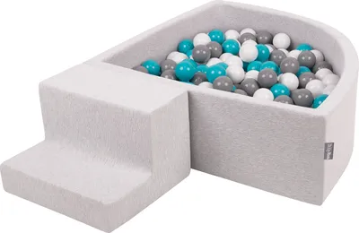 Produktbild von KiddyMoon Spielplatz Aus Schaumstoff Mit 100 Bälle 7cm Hindernisläufen Viertel Eckig Bällebad Mit Stüfchen Element Für Babys Und Kinder