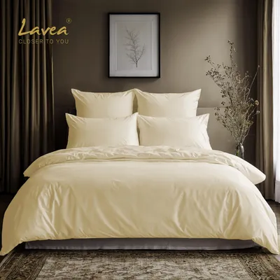 Produktbild von Lavea® Bettwäsche Set, 1 Bettbezug 200x220 cm + 2 Kissenbezüge 80x80 cm - Creme