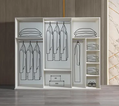 Image de Armoire chambre à coucher blanche 254 cm moderne Meubles de rangement blanc