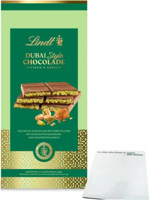 Produktbild von Lindt Dubai Style Chocolade. (150g Tafel) + usy Block