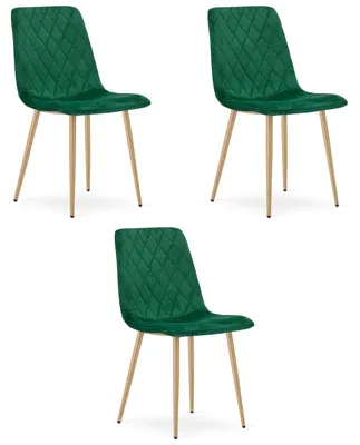 Obrázok produktu pre Stolička TURIN - tmavozelený zamat / nohy vo farbe dreva x 3