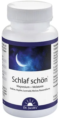 Produktbild von Dr. Jacob's Schlaf schön Melatonin Magnesium Baldrian Hopfen Lavendel Melisse, 90 St. Tabletten