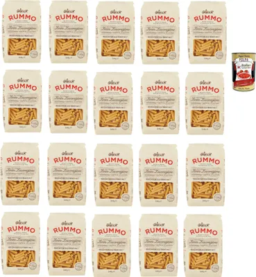 Produktbild von Rummo Maccheroncelli N° 7 Pasta Lenta Lavorazione Teigwaren aus Hartweizengrieß Bronze-Zeichnung 20x 500g + Italian Gourmet polpa 400g