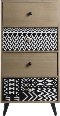 Immagine prodotto di Comodino Rebecca Mobili in stile scandinavo con 2 cassetti in legno marrone