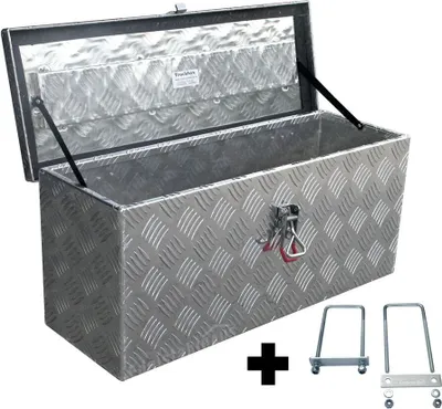 Produktbild von Truckbox S045 + inkl. Montagesatz MON5002 Stabile Deichselbox, Staukiste, Alubox mit Deckel, Anhängerkiste, Werkzeugbox - ca. 45 Liter