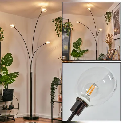 Produktbild von Suio Stehlampe aus Metall in Schwarz/Chrom/Klar im Retro/Vintage-Design