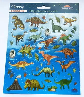 Imagen del producto de Calcomanías luminosas de dinosaurios de Global Gift para crear diseños faciales. Talla única