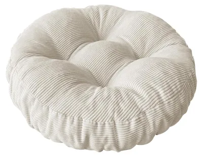 Rundes Sitzkissen 65x65 cm Cord weiß rutschfest waschbar