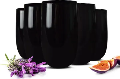 Produktbild von 6 čiernych pohárov na pitie 420 ml poháre na vodu poháre na džús poháre na kokteily poháre na dlhé nápoje