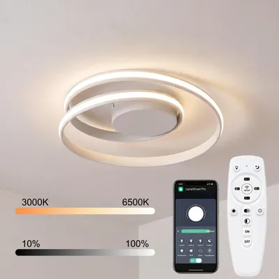 Produktbild von Smart LED Deckenleuchte Ø50cm, Moderne Ring Deckenlampe mit App Steuerung & Fernbedienung, Dimmbar, 3000-6500K, Memory Funktion, Nachtlicht Time Weiß