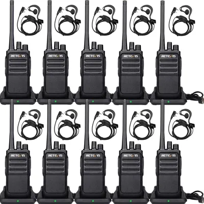 Immagine prodotto di Retevis RT617 Radio ricetrasmittenti, cuffie radio, PMR446 senza licenza, 16 canali, CTCSS/DCS, VOX, set di radio ricetrasmittenti con base di ricarica USB per scuole, cantieri, supermercati (5 coppie)