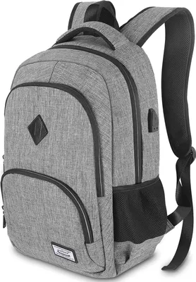 Produktbild von 15.6 Zoll Laptop Schulrucksack mit USB-Ladeanschluss, 20-35L - Grau