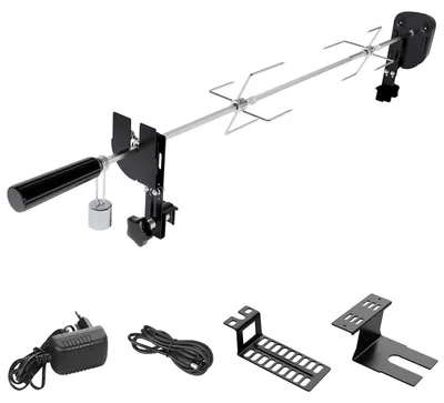 Immagine prodotto di Set di spiedini per griglia SHYOSUCCE, da 69 a 137 cm, in acciaio inossidabile, completo di motore, connessione USB, 2 aghi e 4 spiedini