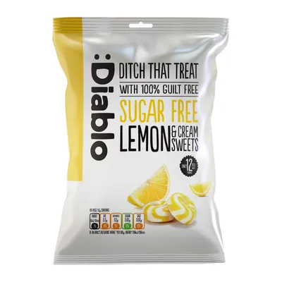 Produktbild von Diablo Zitronen-Bonbons zuckerfrei 75 g, Zitrone & Sahne