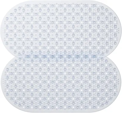 Imagen del producto de Alfombrilla oval antideslizante, de 68 x 38 cm, con ventosas y orificios de drenaje, para el baño