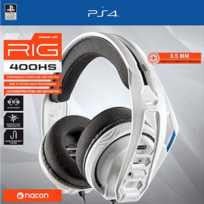 Produktbild von NACON RIG 400HS weiß Gaming-Headset (PS4, kabelgebunden, Noise Cancelling-Mikrofon)