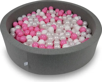 Image de Bassin de séchage 110x30cm gris avec 400 balles : blanc, nacre, rose poudré