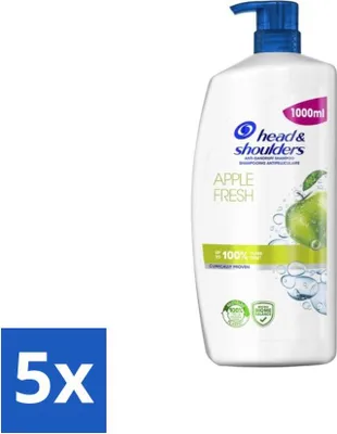 Produktbild von Head & Shoulders Anti-Schuppen-Shampoo – Apfelfrisch – Pumpspender – 1000 ml - Vorteilspack - 5 Stücke