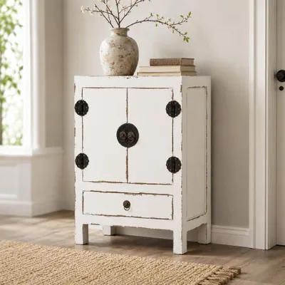 Produktbild von Massivholz Kommode ASIA 85cm Shabby Weiß
