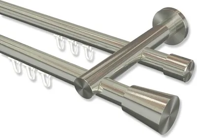 Produktbild von Interdeco Innenlaufstange, Gardinenstange mit Innenlauf Edelstahl-Optik Modell Platon Sitra, 20 mm Ø 2-läufig, 100 cm