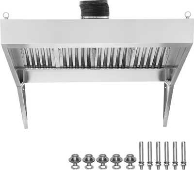 Image de Hotte d'aspiration commerciale SucceBuy, 8 pieds pour Food Truck. 201 Acier inoxydable. Filtres grillagés amovibles en forme de U. Résistant à la rouille. Idéal pour cuisine/restaurant