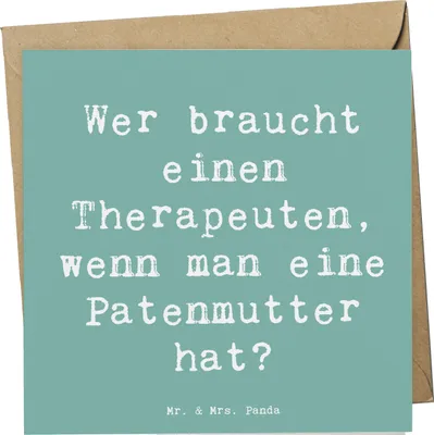 Produktbild von Mr. & Mrs. Panda Grußkarte Spruch Liebe Patenmutter - Meeresbrise - Geschenk, emotionale Unterstützung, Weihnachten, Familienbindung, doppelkarte, Verwandte, Klappkarte