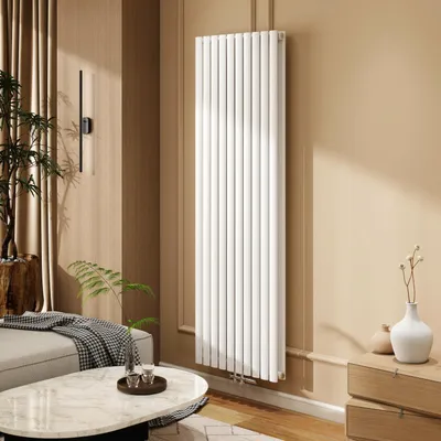 Produktbild von Duschparadies Heizkörper Oval Röhrenheizkörper für Warmwasserbetrieb 59x180cm 2370W Weiß Doppellagig Paneelheizkörper