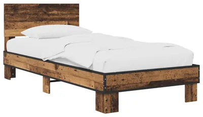Zdjęcie produktu dla Rama łóżka z zagłówkiem vidaXL z drewna postarzanego, 80 x 200 cm, materiał drewnopochodny