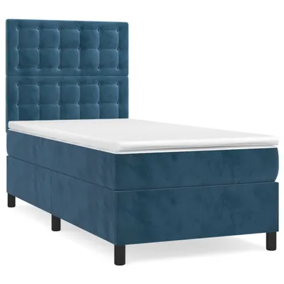 Produktbild von vidaXL Boxspringbett mit Matratze Dunkelblau 90x200 cm Samt