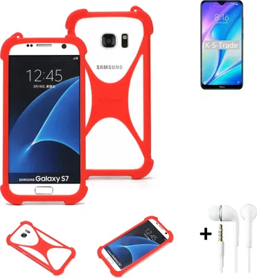 Produktbild von Handy-hülle + Kopfhörer kompatibel mit Xiaomi Redmi 9A Schutz-hülle Bumper Silikon Schutz Hülle Cover Case Silikoncase Silikonbumper TPU Softcase