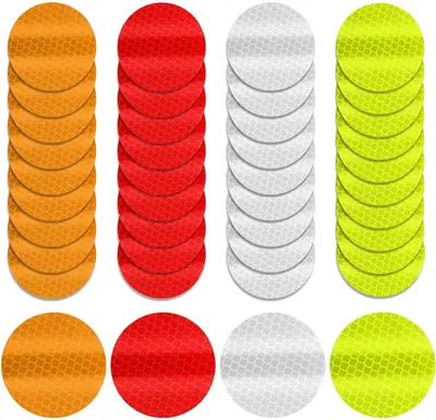 Obrázek produktu pro Reflexní samolepky – 40 kusů, samolepicí, s vysokou reflexibilitou, vhodné pro kola, automobily, motocykly, oblečení, helmy, dostupné ve 4 barvách