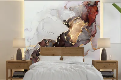 Produktbild von MuchoWow® Fototapete für Wohnzimmer oder Schlafzimmer Wandtapete Vinyl Motivtapete Rot - Marmor - Gold - 240x240 cm - Schlafzimmer-Tapete