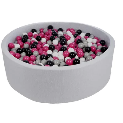 Produktbild von Bällebad für Kinder, Durchmesser ca. 125 cm, + 1200 Bälle schwarz, weiß, pink, grau