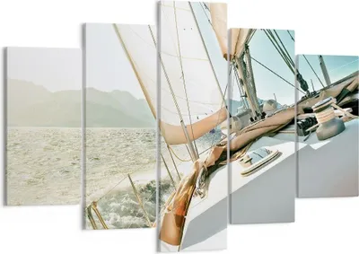 Produktbild von Bild auf Leinwand - Leinwandbild - 5 Teile - Yacht Segeln So - 150x100cm - Wand Bild - Wanddeko - Wandbilder - Leinwanddruck - Bilder - Wanddekoration - Leinwand bilder - Wandbild - EA150x100-4847