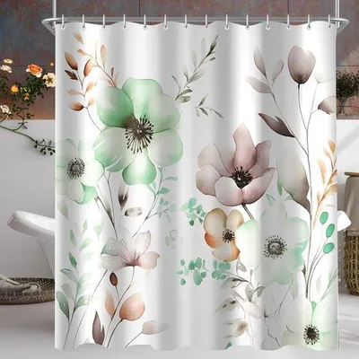 Productafbeelding van Famanu douchegordijn, 240x200 cm - met bloemenprint