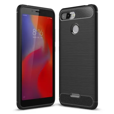 Immagine prodotto di Custodia in silicone nero effetto carbonio per Xiaomi Redmi 6, cover protettiva in TPU