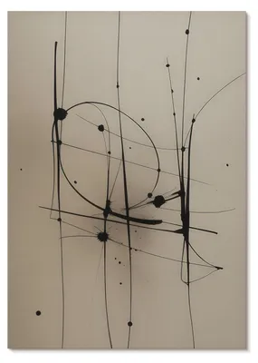 Produktbild von POSTER - 21x29 cm (A4) - Issa0 - Beigefarbener Hintergrund, schwarze Linien, minimalistische Abstraktion -  Wandbild für Wohnzimmer Schlafzimmer & Flur, Modernes Poster Wanddeko, Ungerahmt