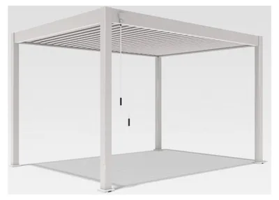 Produktbild von Pavillon 3x4 m aus Aluminium - Freistehende Pergola mit Lamellendach - Garten Sonnenschutz - Wetterbeständig und winterfest - Gartenpavillon in Ivory Sand