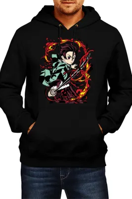 Immagine prodotto di Felpa con cappuccio da uomo Japan Manga Comics Anime Demon Anime Slayer Tanjiro Kamado 07 Var-019, Man 2XL , Noir