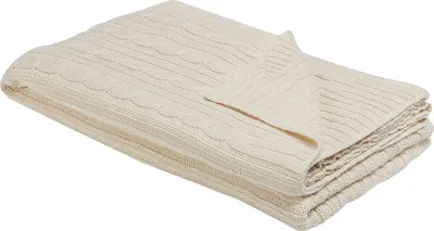 Obrázek produktu pro BELIANI Deka béžová bavlna 110 x 180 cm přehoz na postel boho styl doplněk obývací pokoj ložnice
