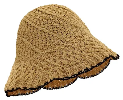 Produktbild von Sonnenhut Damen Stroh faltbar atmungsaktiv Khaki Einheitsgröße
