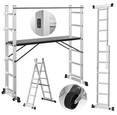 Produktbild von Vigevee Arbeitsgerüst Baugerüst Arbeitsbühne Leiter Gerüst Stehleiter Multigerüst,Silber
